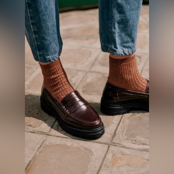 Sezane Shoes - Sézane Albane Loafers in Glossy Burgundy FR 38 / US 7